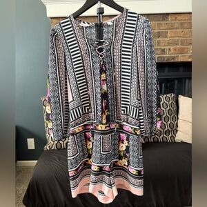 Bisou Bisou Michele Bohbot Floral Geometric Romper Multi-Color size M